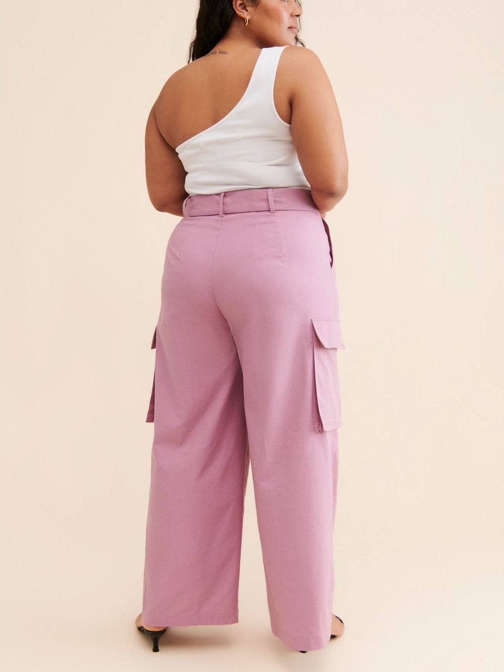 NWT Anthropologie Eloquii Shayna Patch Pocket Mauve High-Waist Wide-Leg Pants - Picture 9 of 11